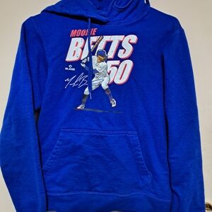 Blue Mookie Betts #50 Baseball Pullover Hoodie